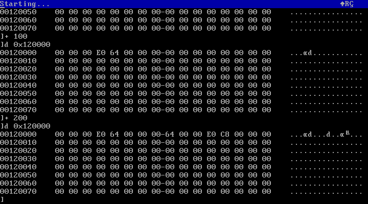 Command line interface of 32-bit mgcbean - Memory viewer