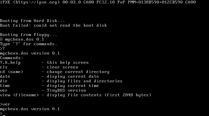 DOS-like version of mgcbean - System command set